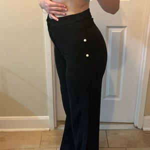 Asymmetrical pearl black flare pants